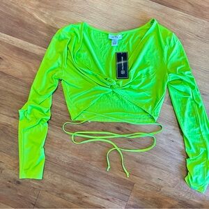 Rave Strappy Crop Lime Green Top